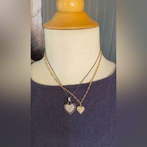 Rhinestone heart necklace 2x; one in Tiffany & Co chain